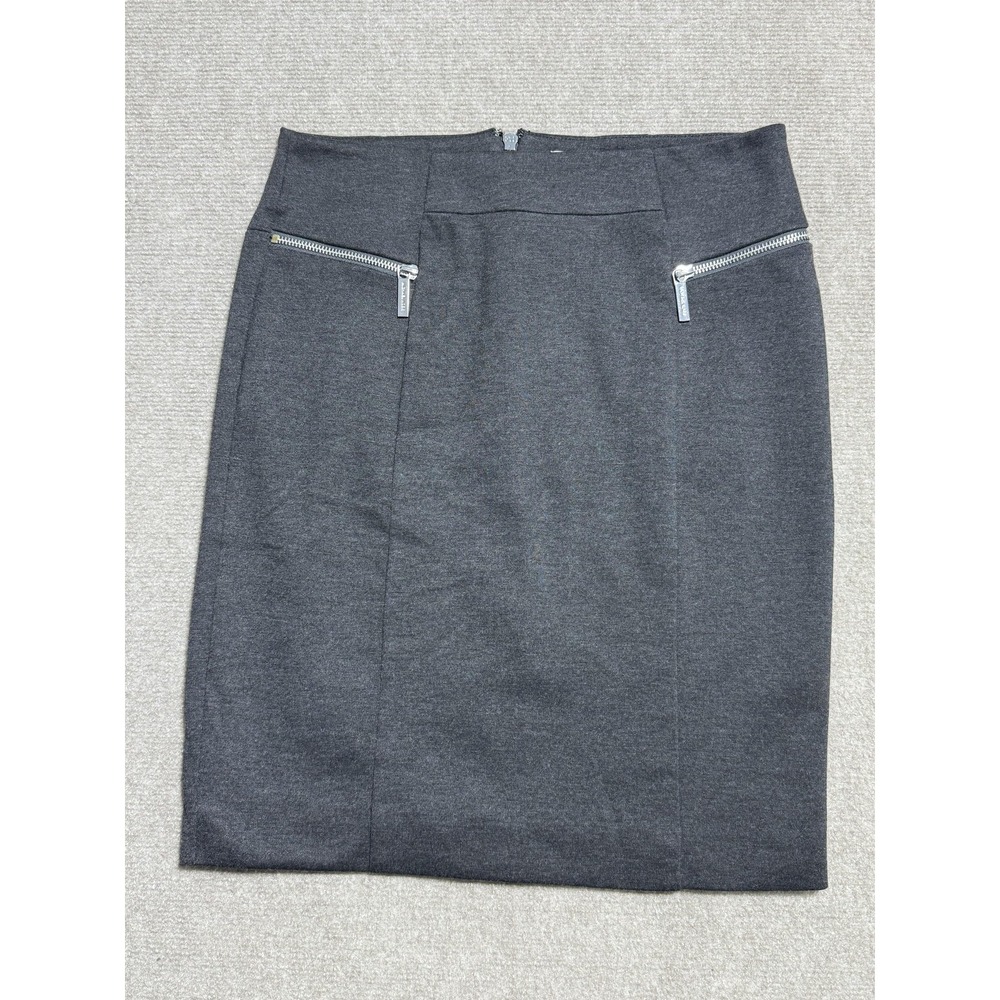 Michael Kors Skirt Womens 6 Charcoal Grey Pencil Stretch Zipper Pockets Career